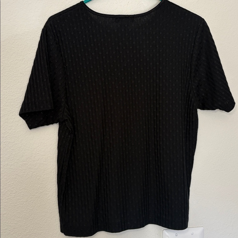 VINTAGE Jenny Black Women's Top Short Sleeve Textured large - Picture 4 of 4